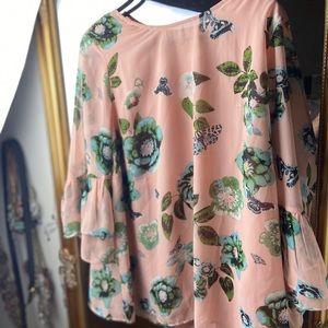 Pink with Flowers Work Blouse